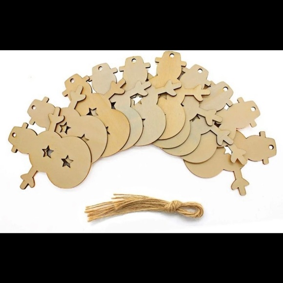 50 Pk Snowman Wooden Crafts to Paint Christmas Tree Hanging Ornaments - Picture 5 of 6